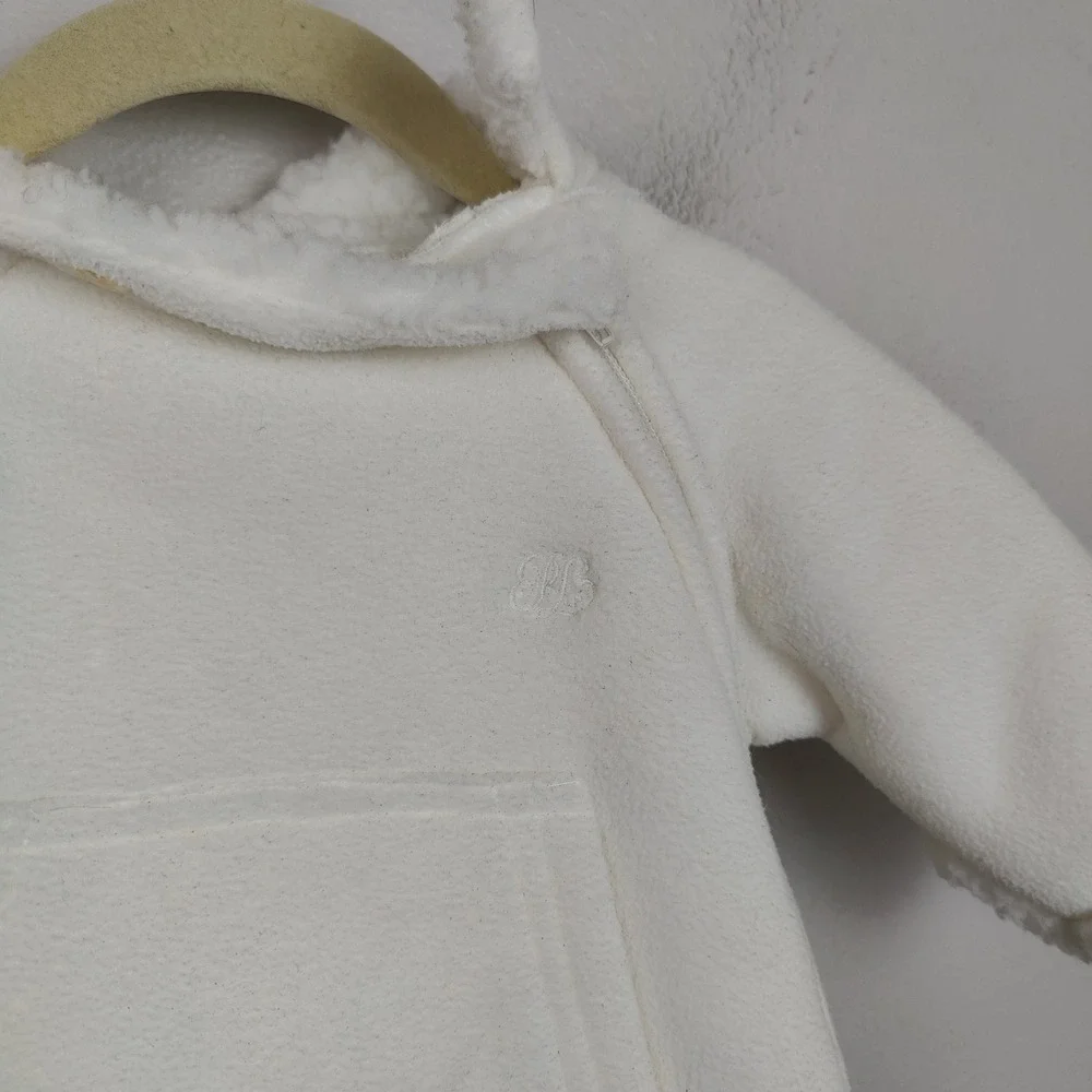 Ralph Lauren Fleece Bunting Suit Baby 0-6M Cream Sherpa‎ Lined Pram Snow Hooded
